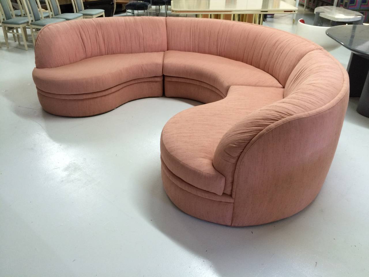 small curved leather sofa