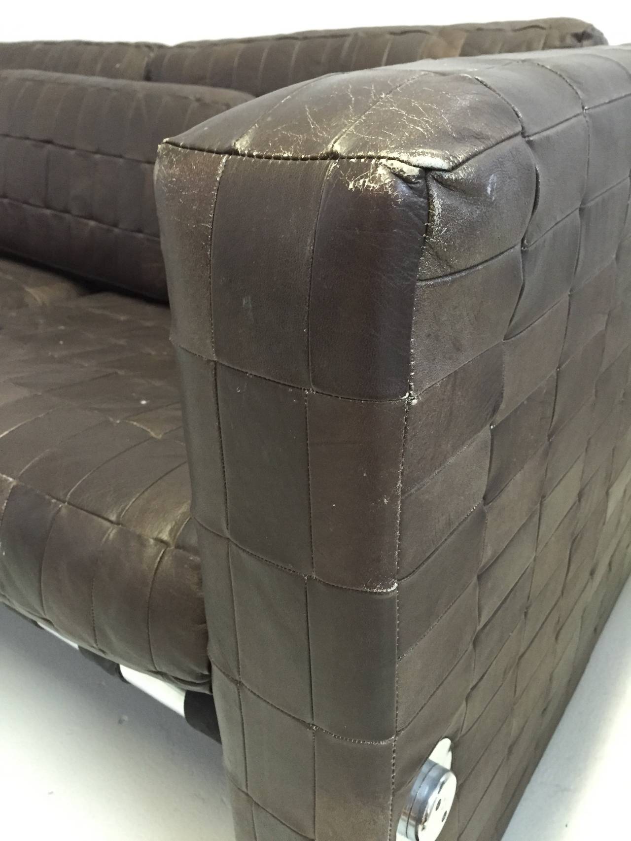 De Sede Leather Patchwork Sofa In Excellent Condition In Miami, FL