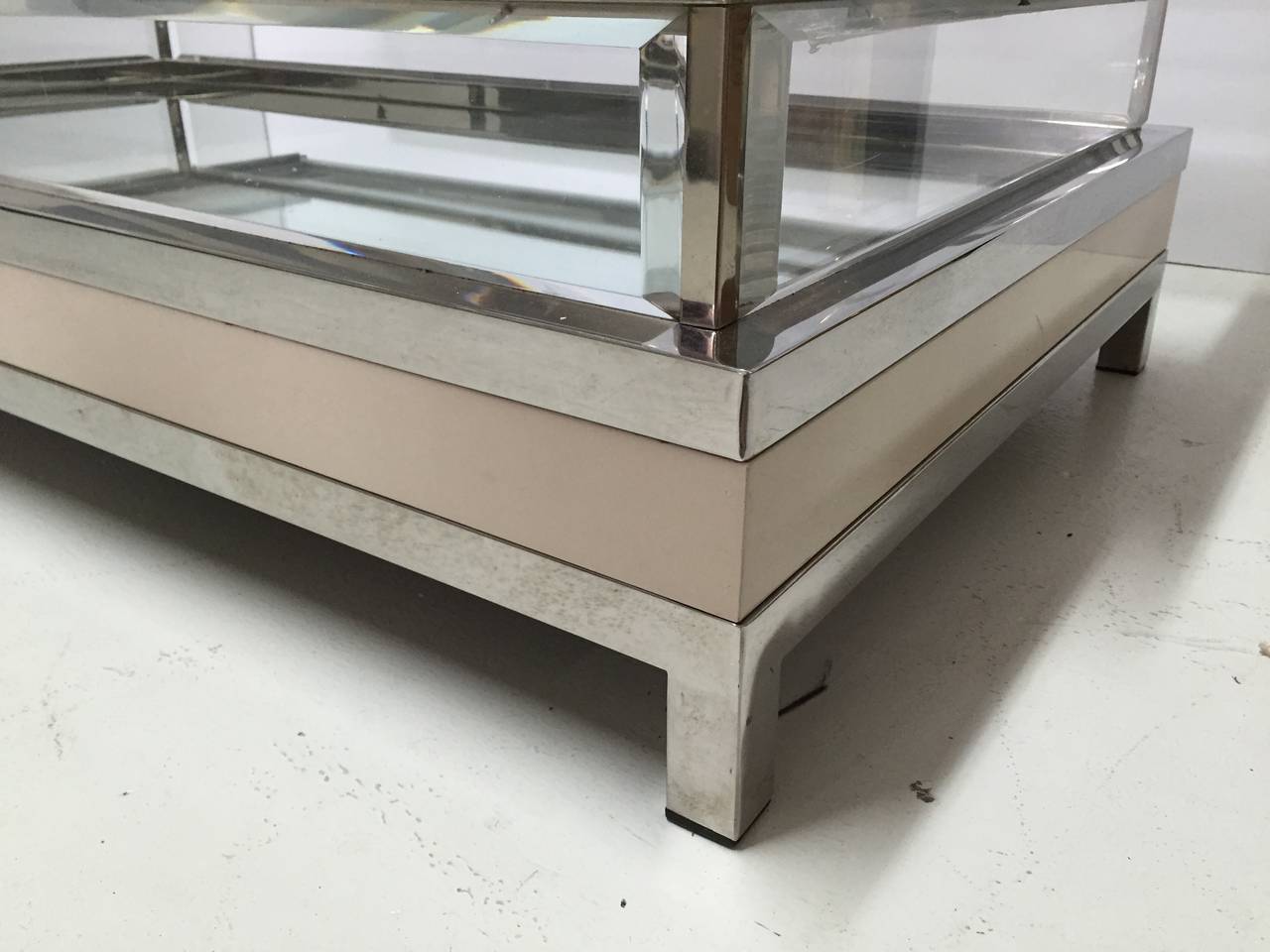 Glass Maison Jansen Coffee Table with Sliding Top