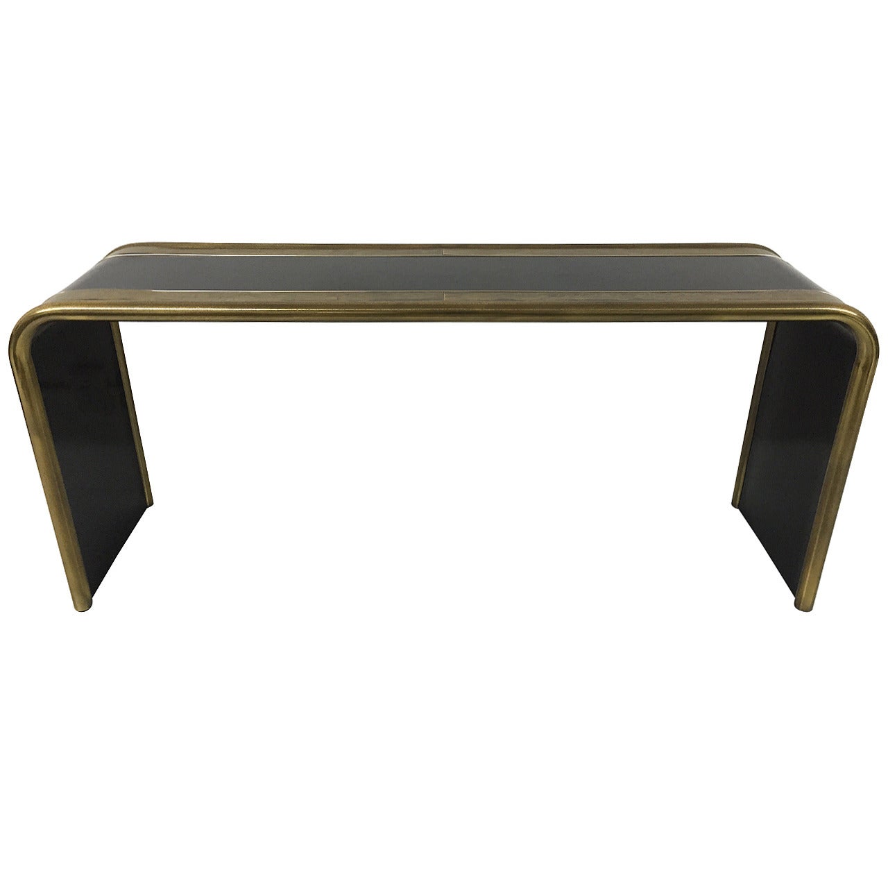 Bernhard Rohne Etched and Patinated Brass Console Table for Mastercraft