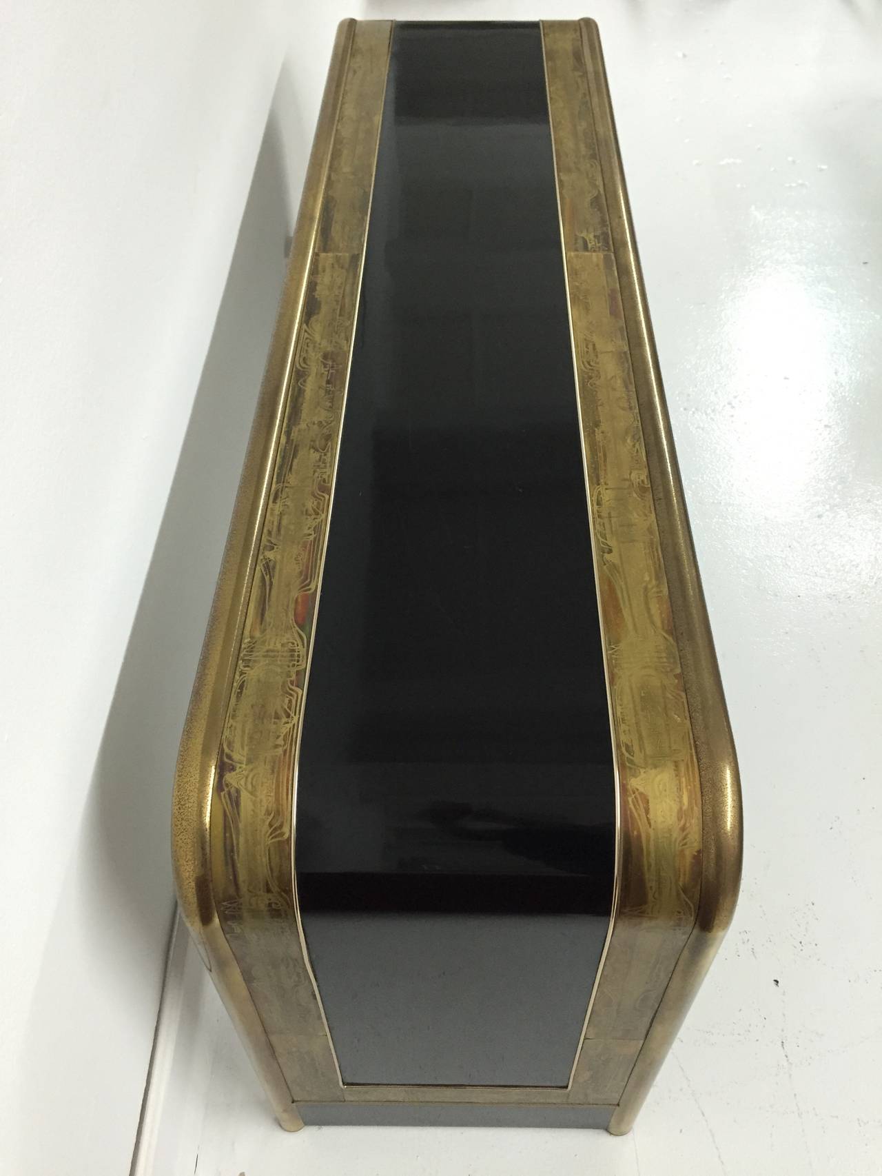 Bernhard Rohne Etched and Patinated Brass Console Table for Mastercraft In Excellent Condition In Miami, FL