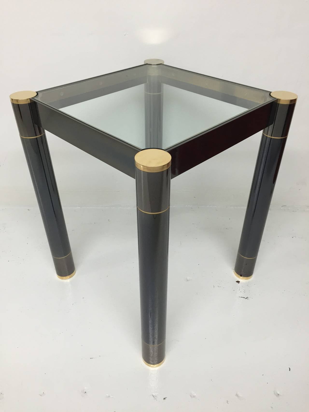 American Karl Springer Gunmetal and Patinated Brass Table