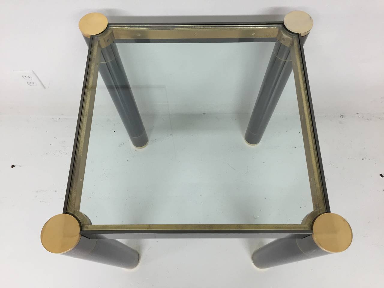 Karl Springer Gunmetal and Patinated Brass Table In Excellent Condition In Miami, FL