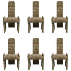Set of Six Sculptural 1970s Italian Dining Chairs