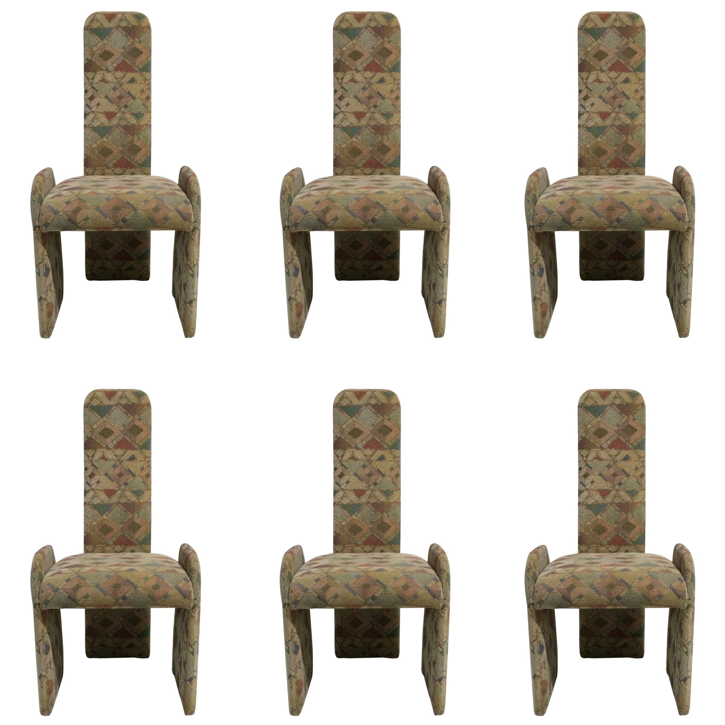 Set of Six Sculptural 1970s Italian Dining Chairs