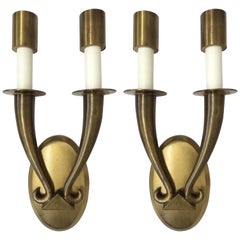 Pair of Brass Art Deco Wall Sconces