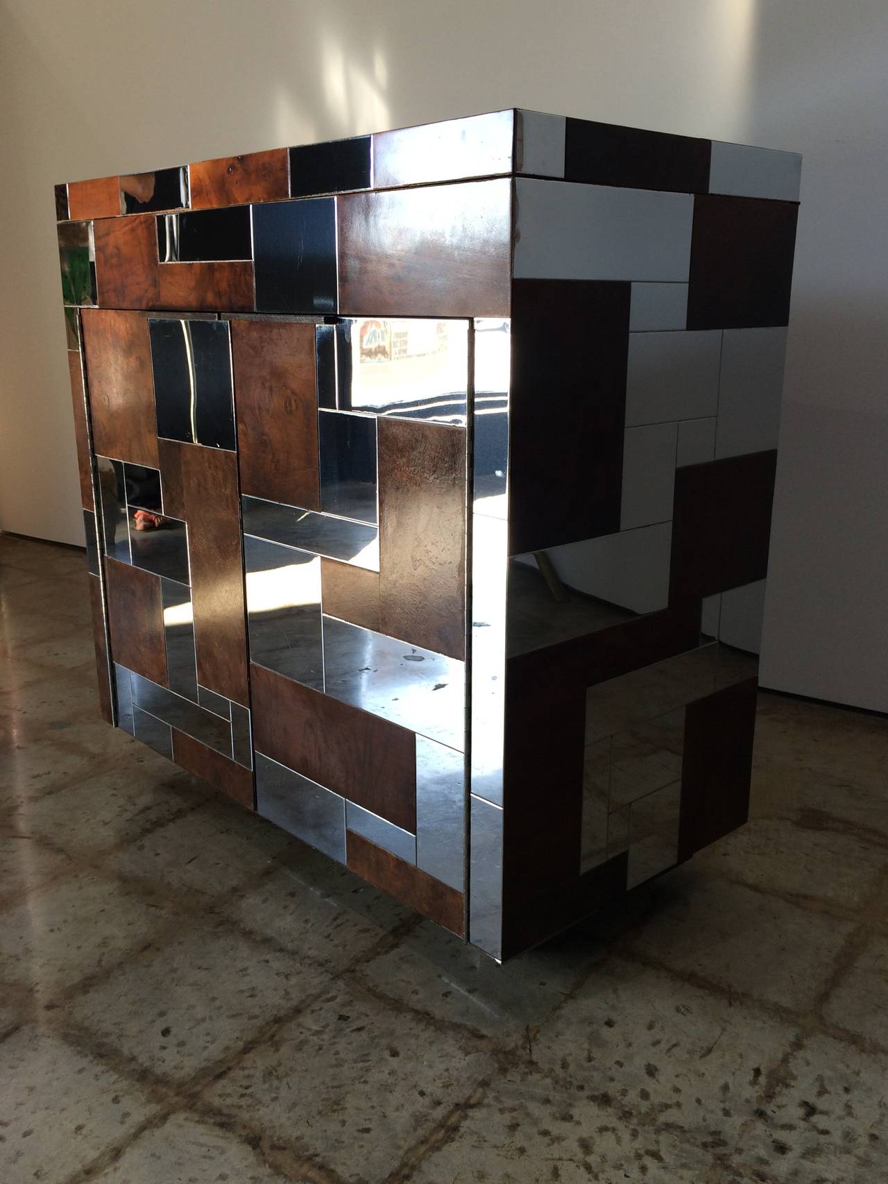 American Paul Evans Flip-Top Cityscape Bar Cabinet