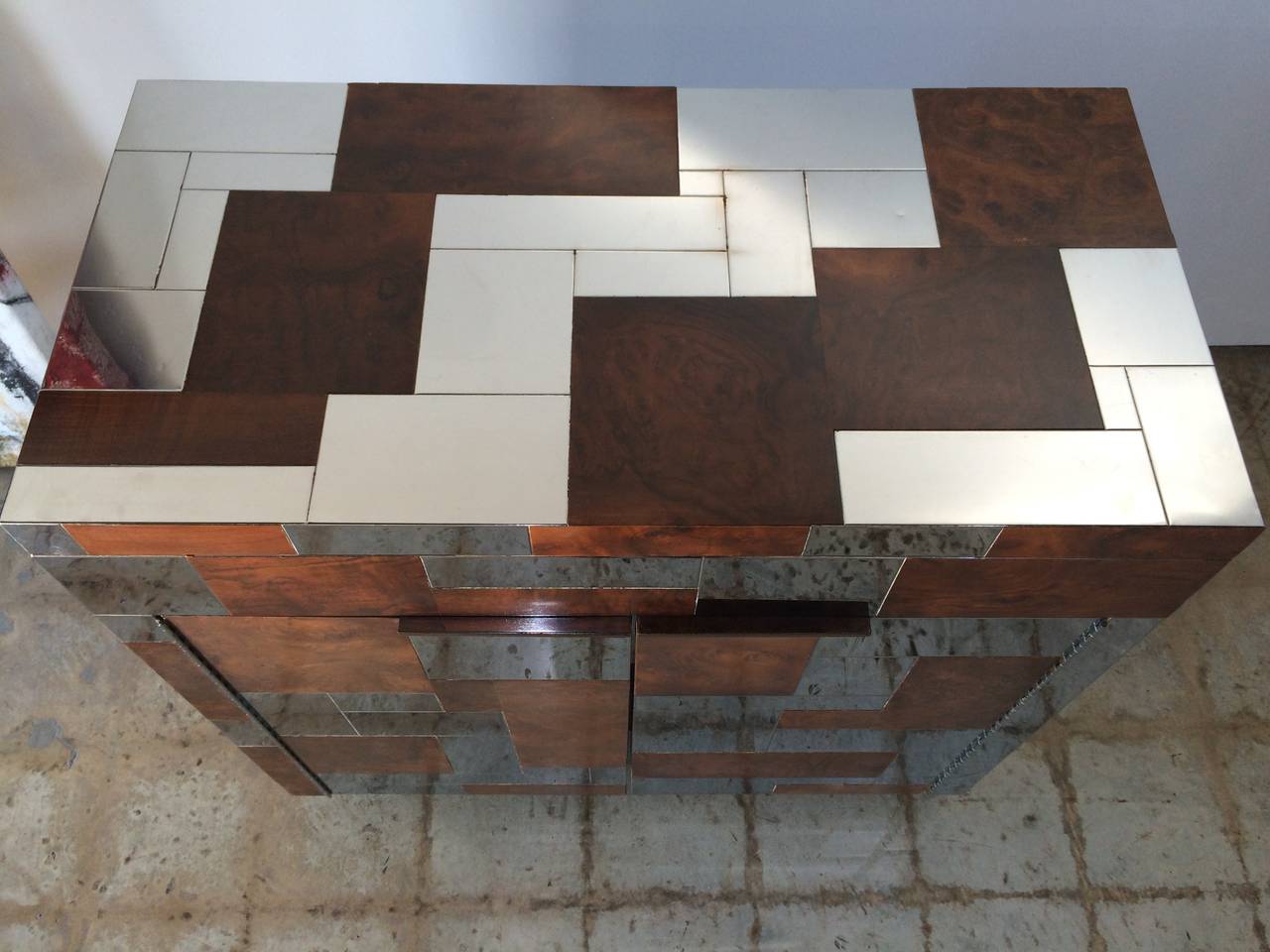 20th Century Paul Evans Flip-Top Cityscape Bar Cabinet