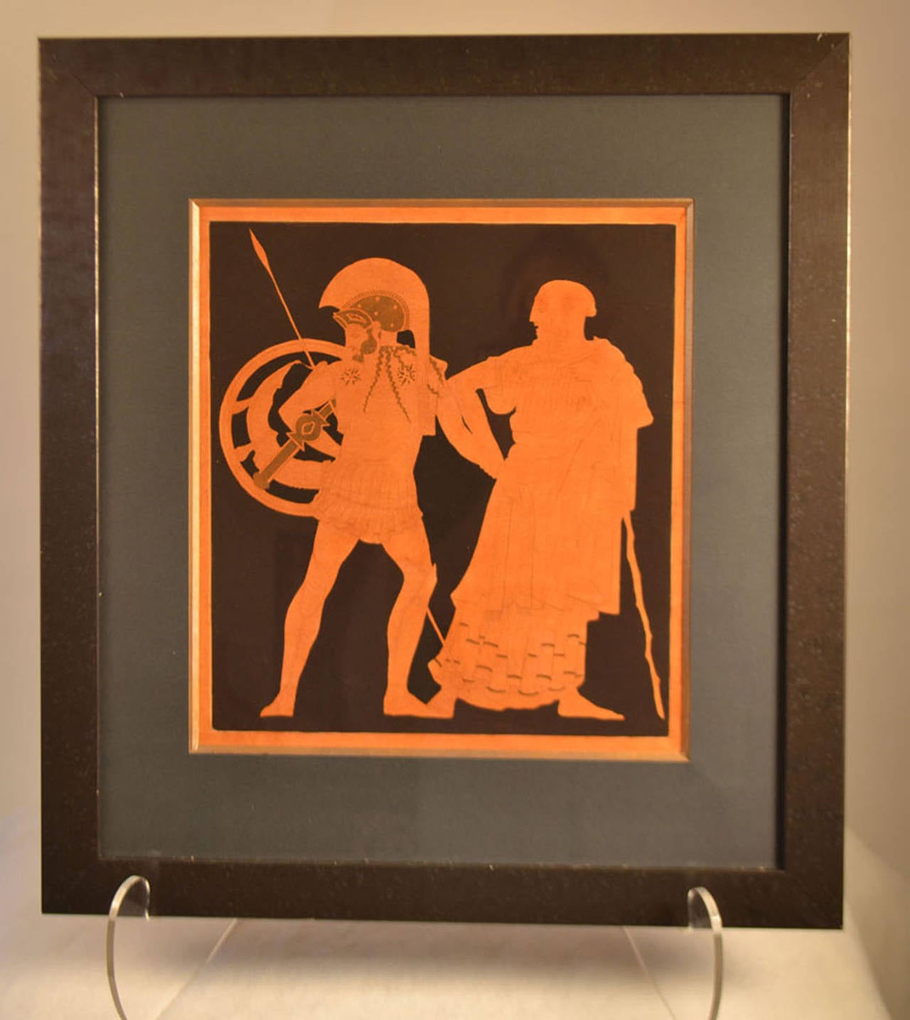 19th c. Framed Hand Colored Engraving Of Antique Greek Vases