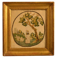 Antique Late 19th Century Pair of Framed Embroideries