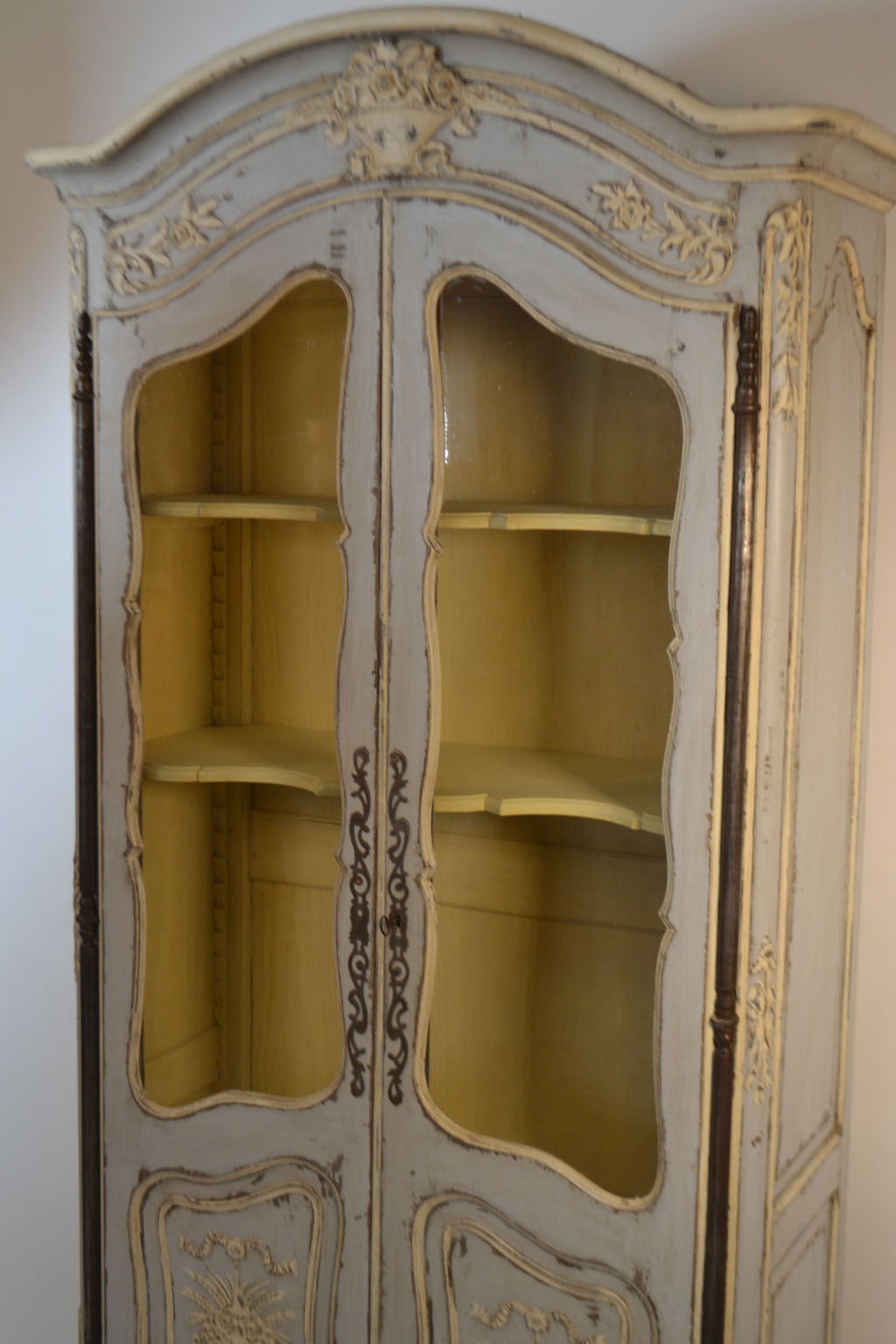 Louis XV style armoire or display cabinet, provincial style.