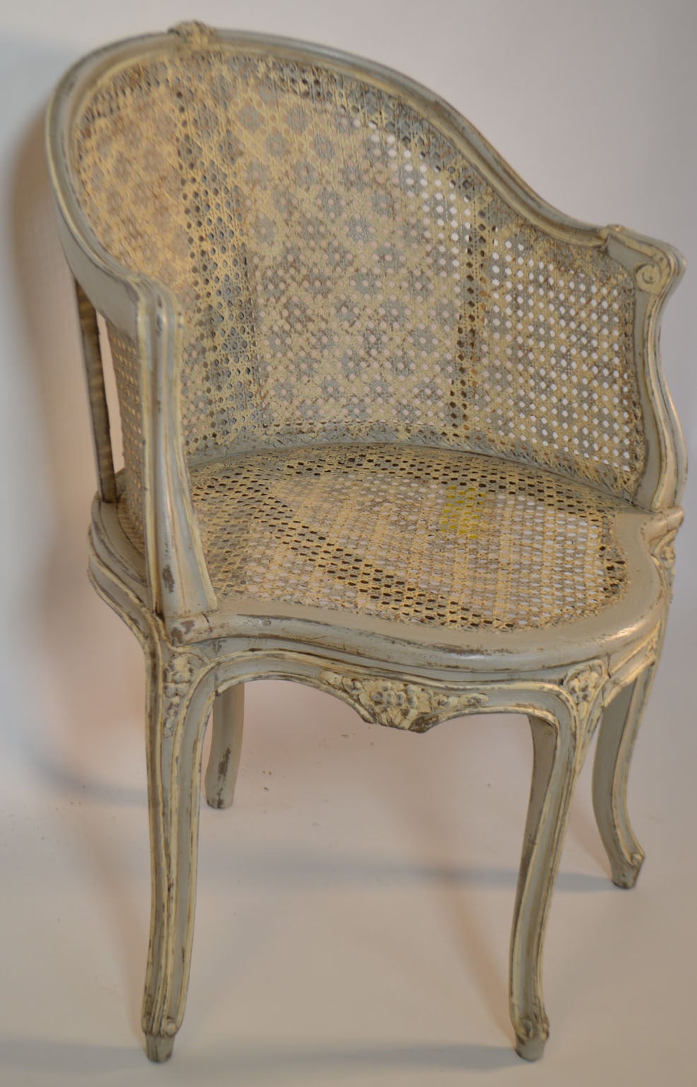 Louis XV style desk chair, also known as a Fauteuil de cabinet.