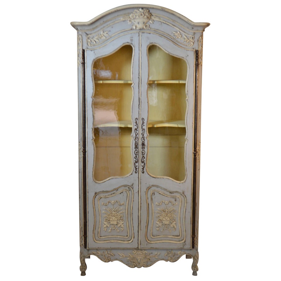 19th Century Louis XV Walnut Display Cabinet