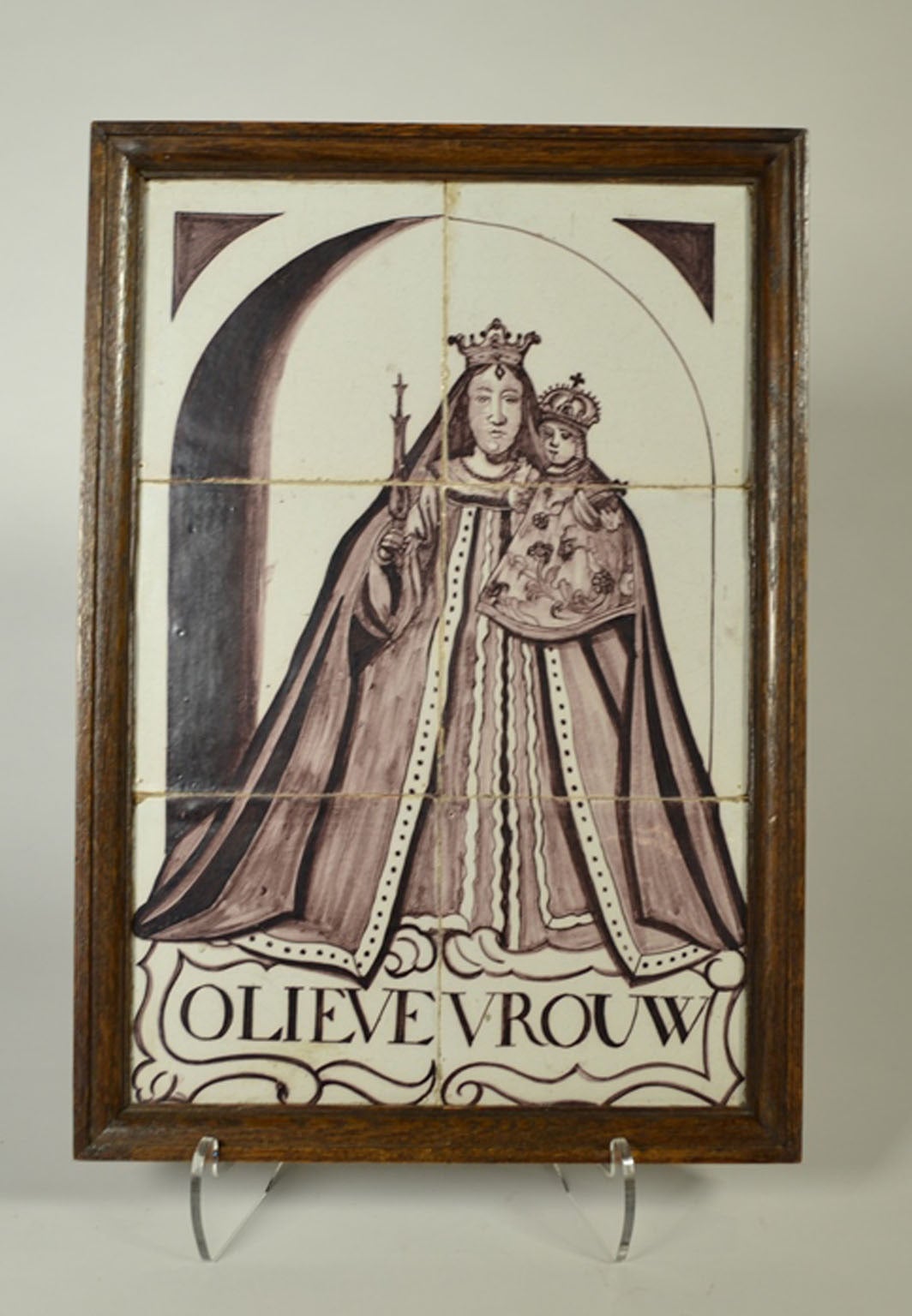 18th Century Delft Tile Panel of the Virgin