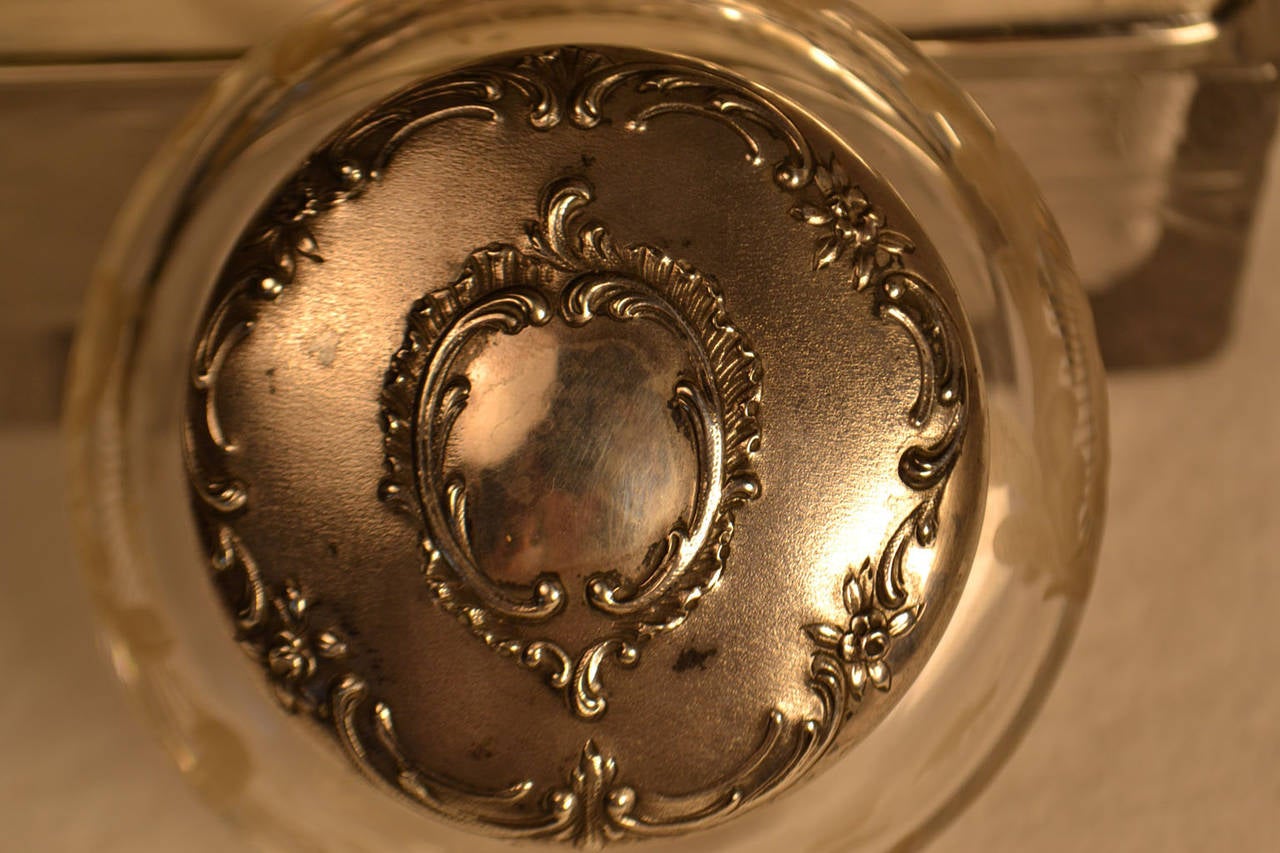 European 19th Century Small Eugene Lefebvre Engraved Crystal Box For Sale