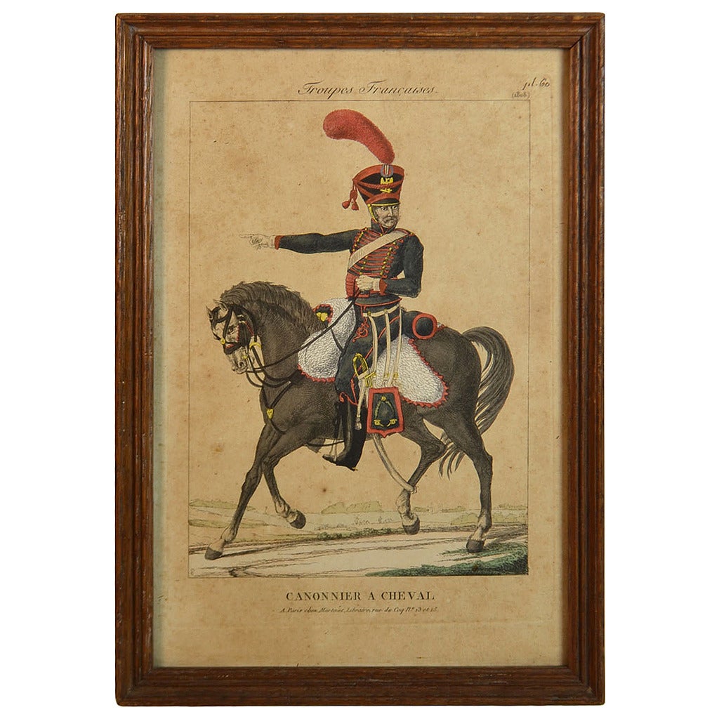 19th Century Framed Empire Period Engraving of French Cavalry