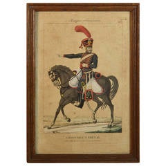 19th Century Framed Empire Period Engraving of French Cavalry