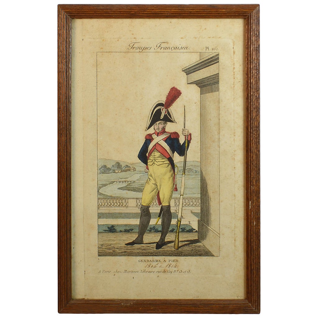 19th C., Framed Empire Period Engraving of French Cavalry( a collection of 15)