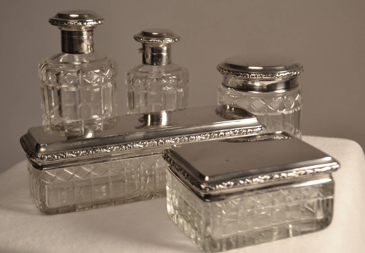 Sterling Silver and Cut Crystal Dressing Set