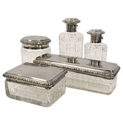 Sterling Silver and Cut Crystal Dressing Set