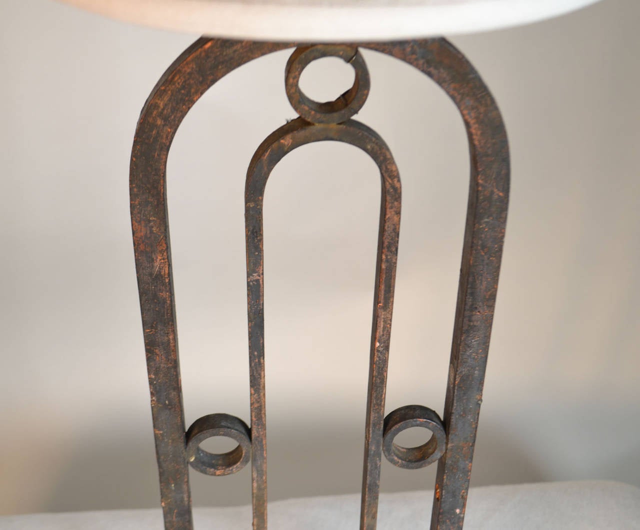 French Pair of Wrought Iron Lamps Made from Old Grates
