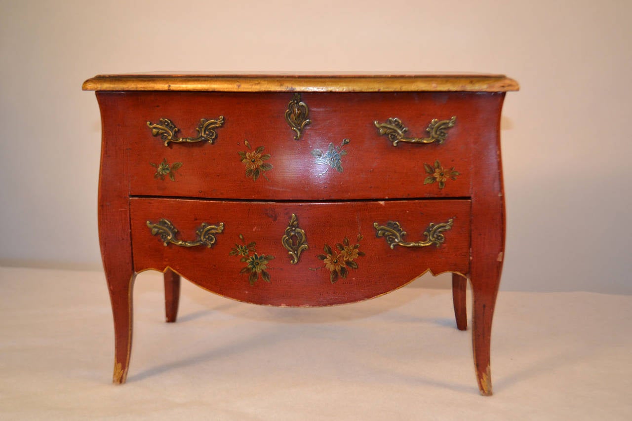 European Turn-of-the-century Small Painted Commode, Apprentice Piece