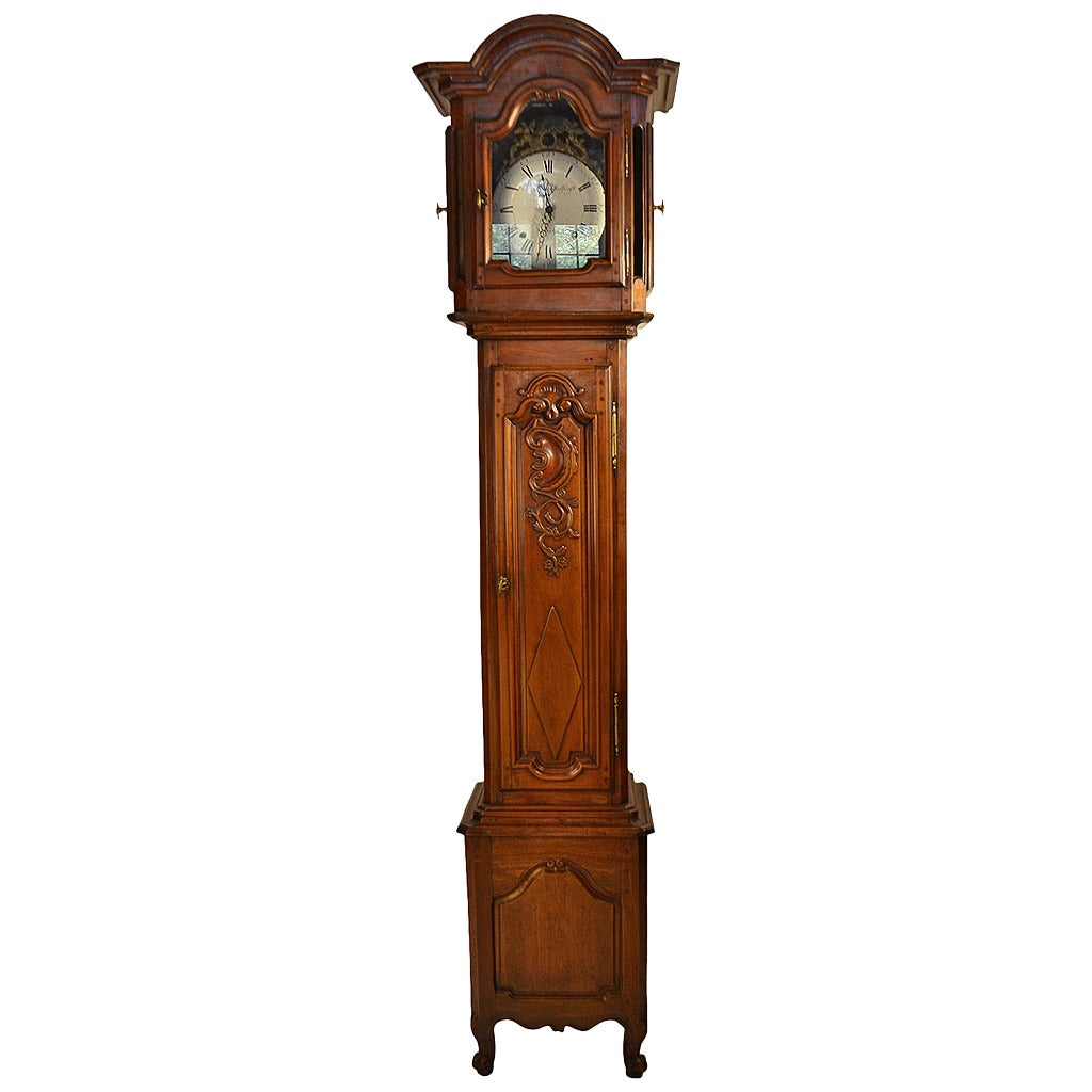 19th Century Cherry Long CaseClock For Sale