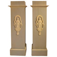 Pair of Painted Wood Stands with Figure 8
