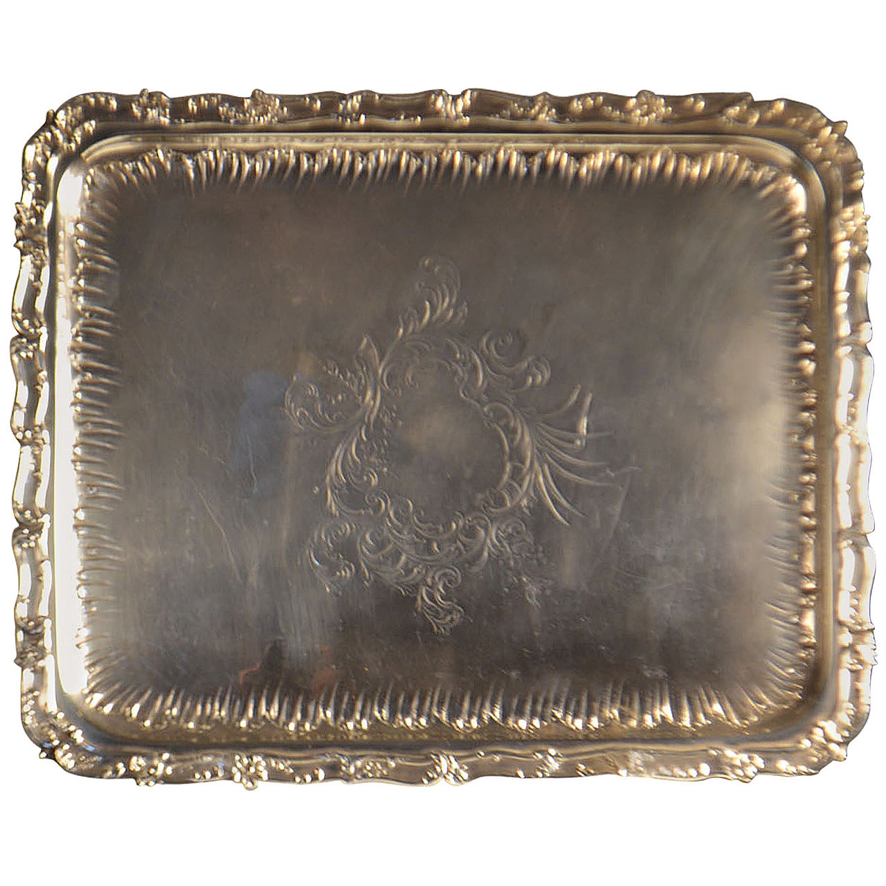 19th Century Sterling Silver Tray For Sale