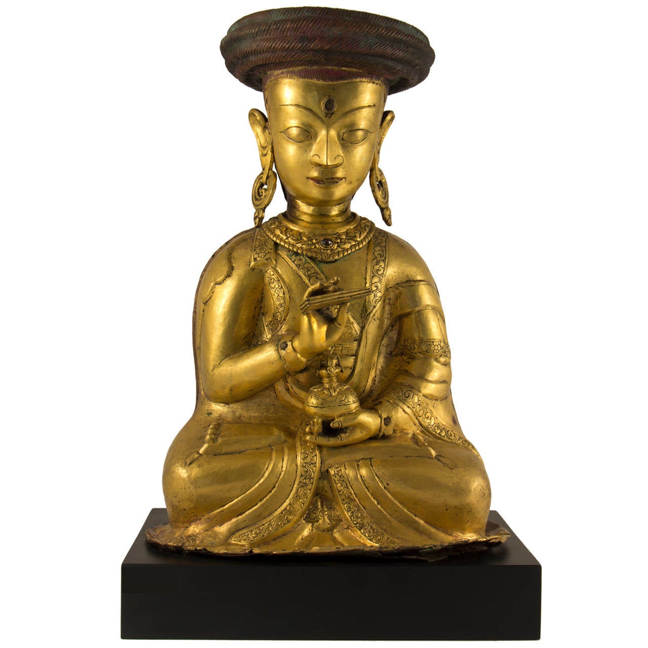 Gilt Copper Tibetan Mystic Lama's Portrait For Sale