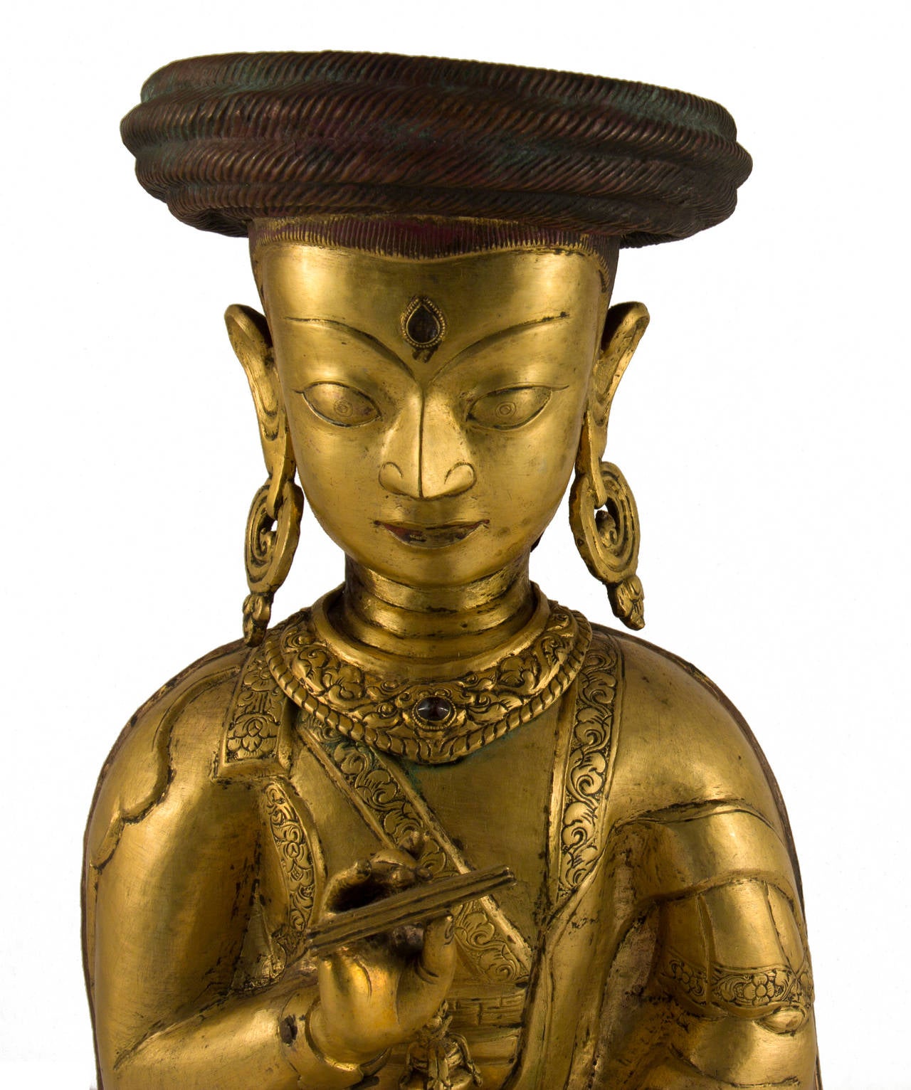 Gilt Copper Tibetan Mystic Lama's Portrait For Sale 1