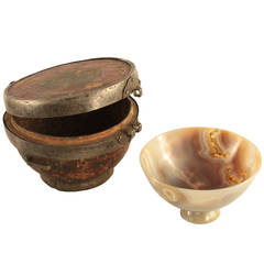 Tibetan Rare Agate Bowl and Case