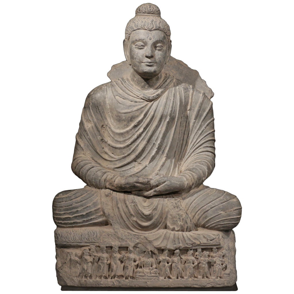 Exceptional 1700 Year Old, Lifesize, Museum Quality Stone Buddha Sculpture For Sale