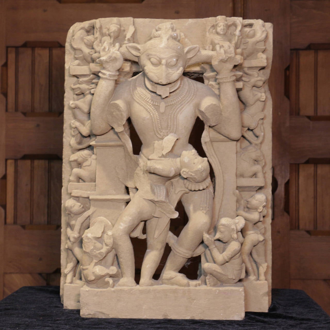 Narasimha , a wrathful incarnation of Vishnu, 11th century Central India, sandstone.