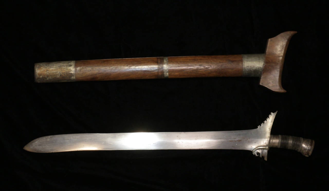 19th Century Indonesian Fighting Sword (Kris) and Scabbard.