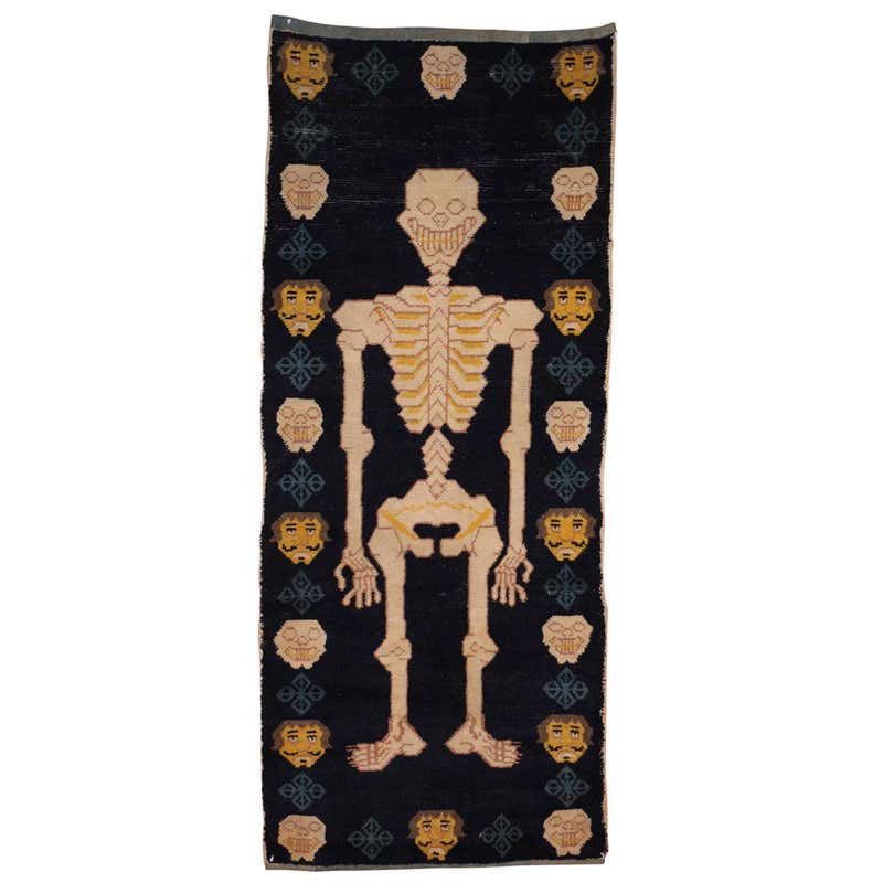 19th Century Rare Tibetan Skeleton Rug For Sale at 1stDibs