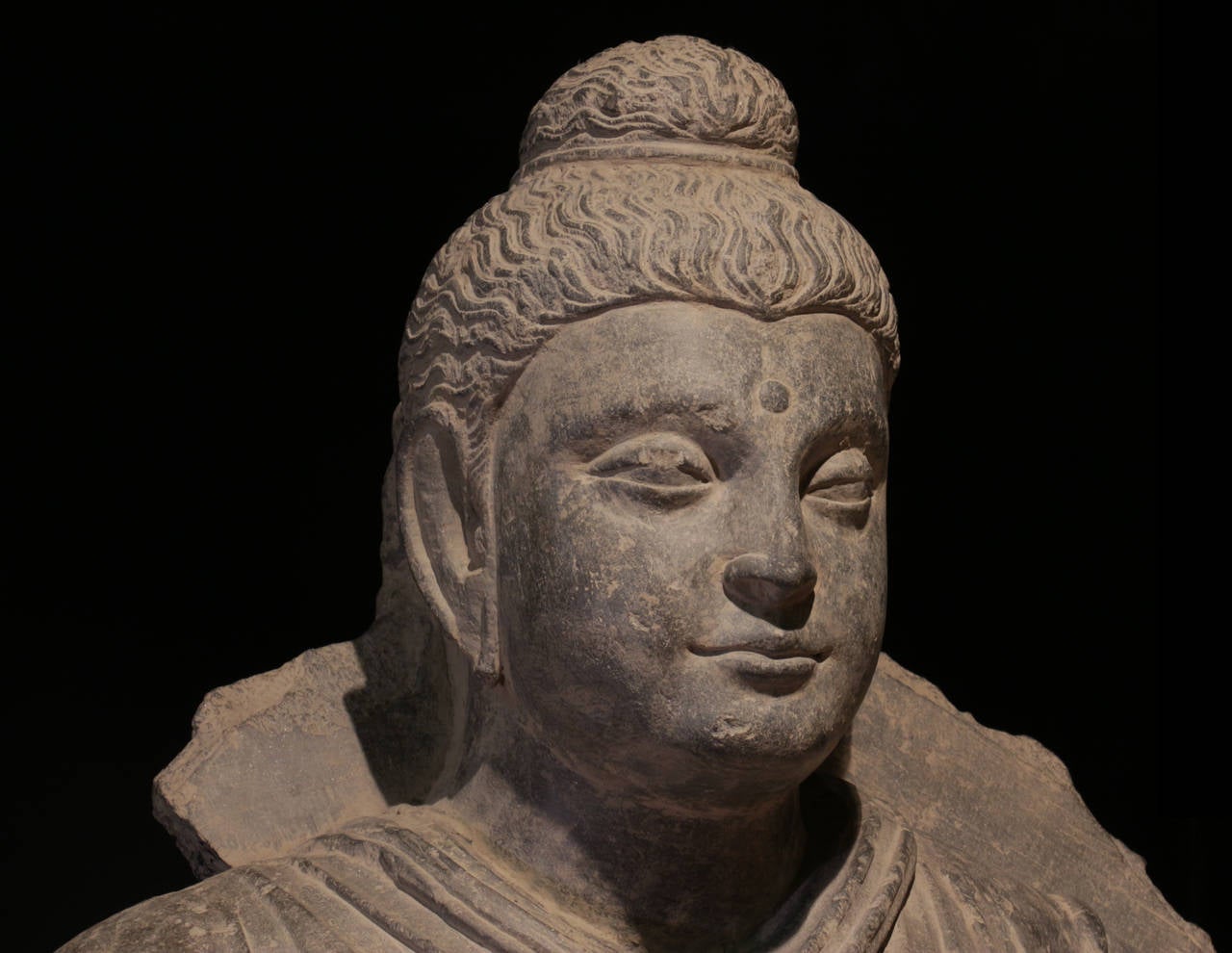 Exceptional 1700 Year Old, Lifesize, Museum Quality Stone Buddha Sculpture In Good Condition For Sale In Hudson, NY