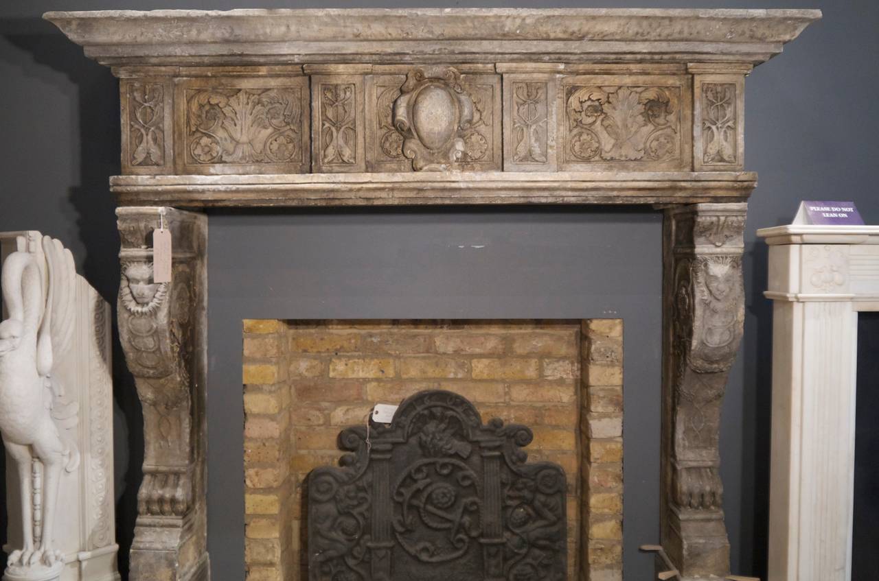 Huge 19th Century Italian Fireplace Stone Surround 4