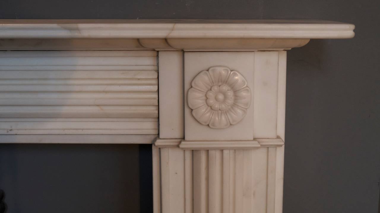 English Statuary White Regency Marble Surround Fireplace with a Georgian Hob grate