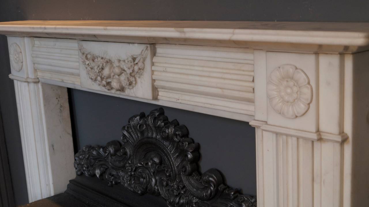Statuary White Regency Marble Surround Fireplace with a Georgian Hob grate 1