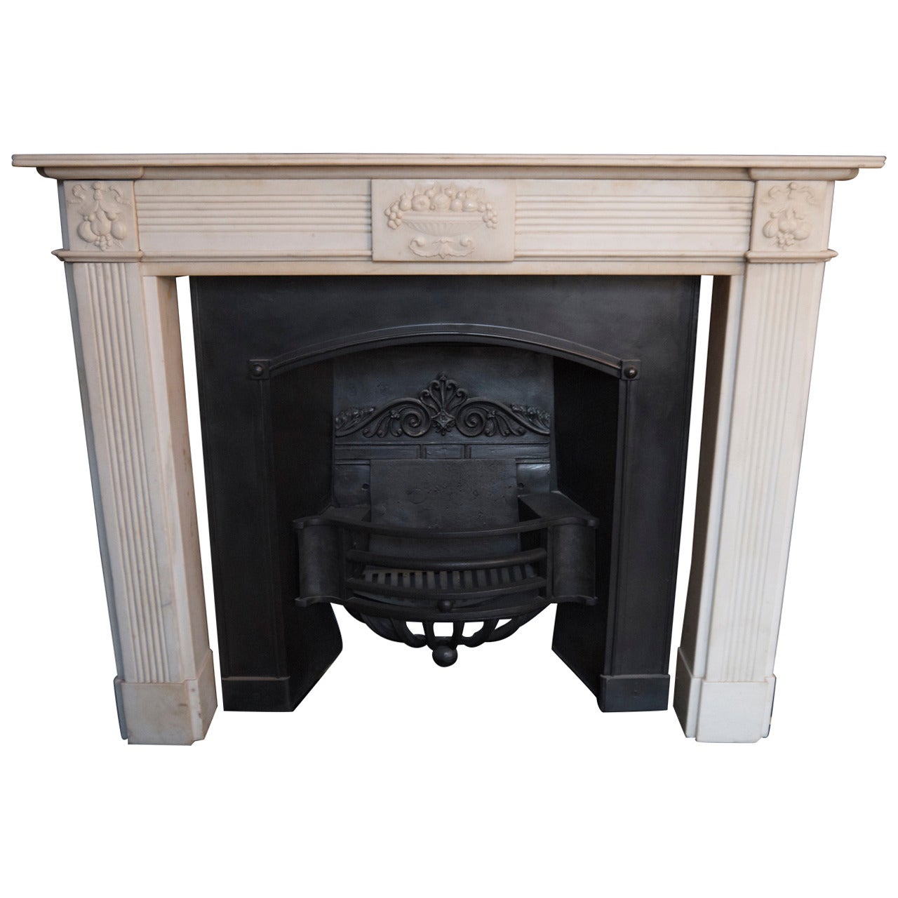 Original 18th Century Statuary White Marble Fireplace Surround For Sale