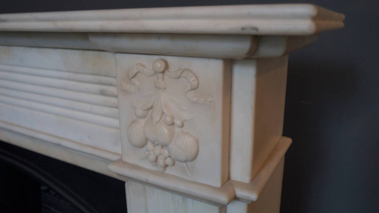 Original 18th Century Statuary White Marble Fireplace Surround For Sale 1