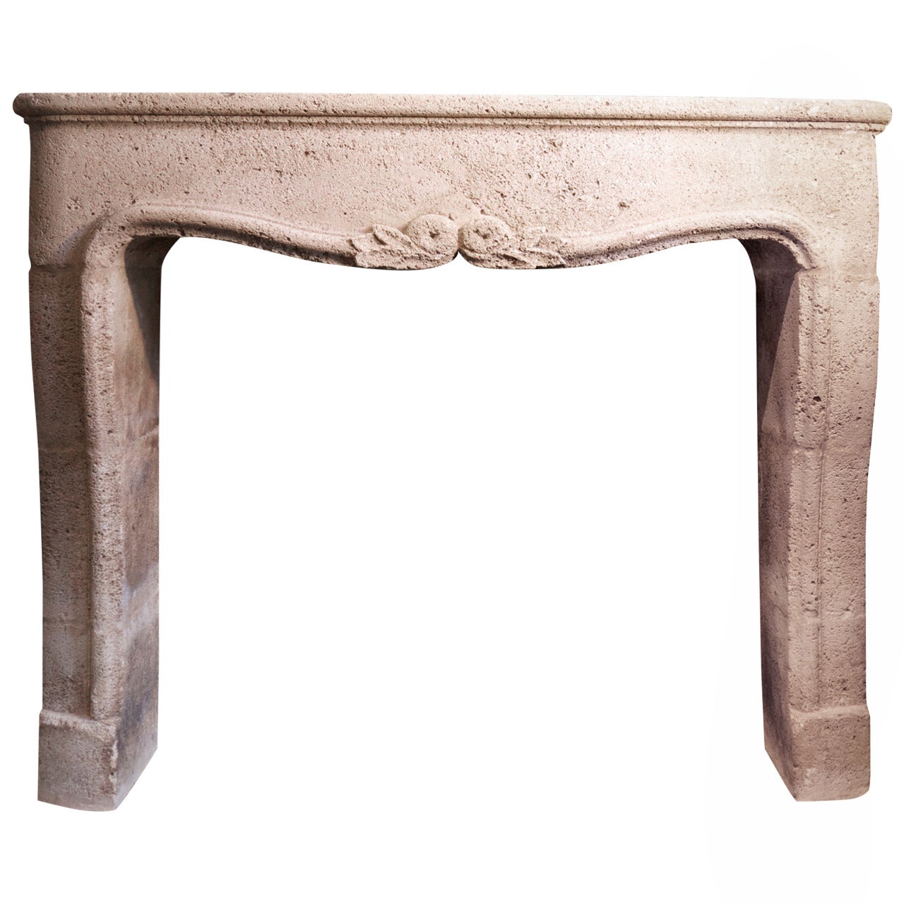 19th Century French Caen Stone Fireplace Surround