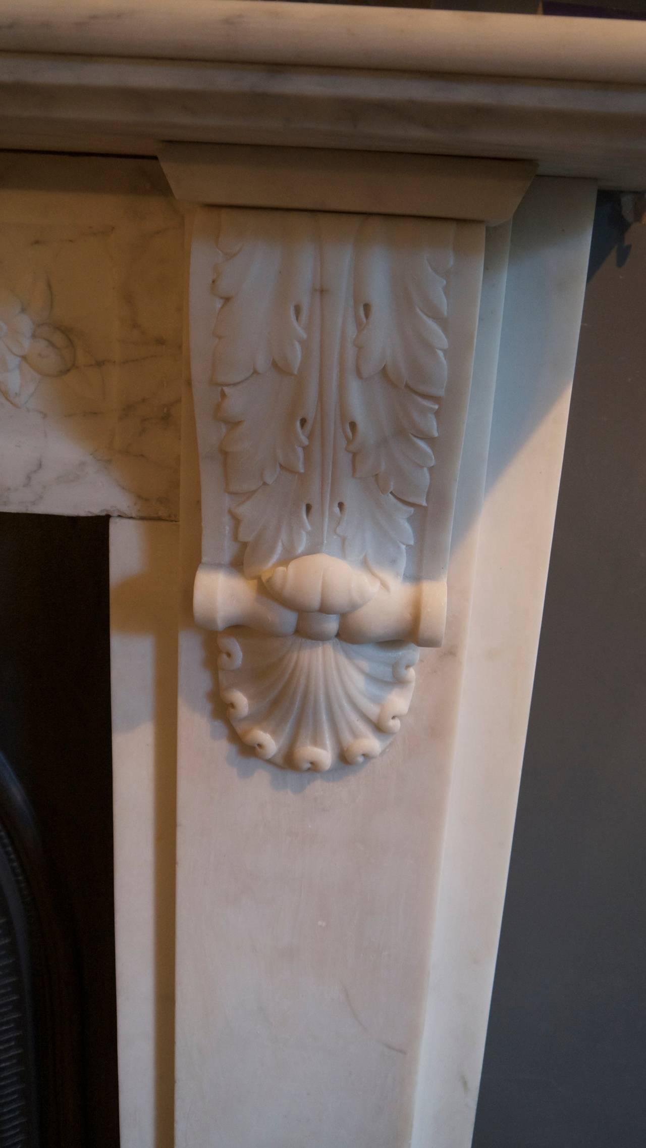 Original Victorian statuary white carved corbel with a beautifully carved floral frieze. Provenance Essex Villas/London W8.