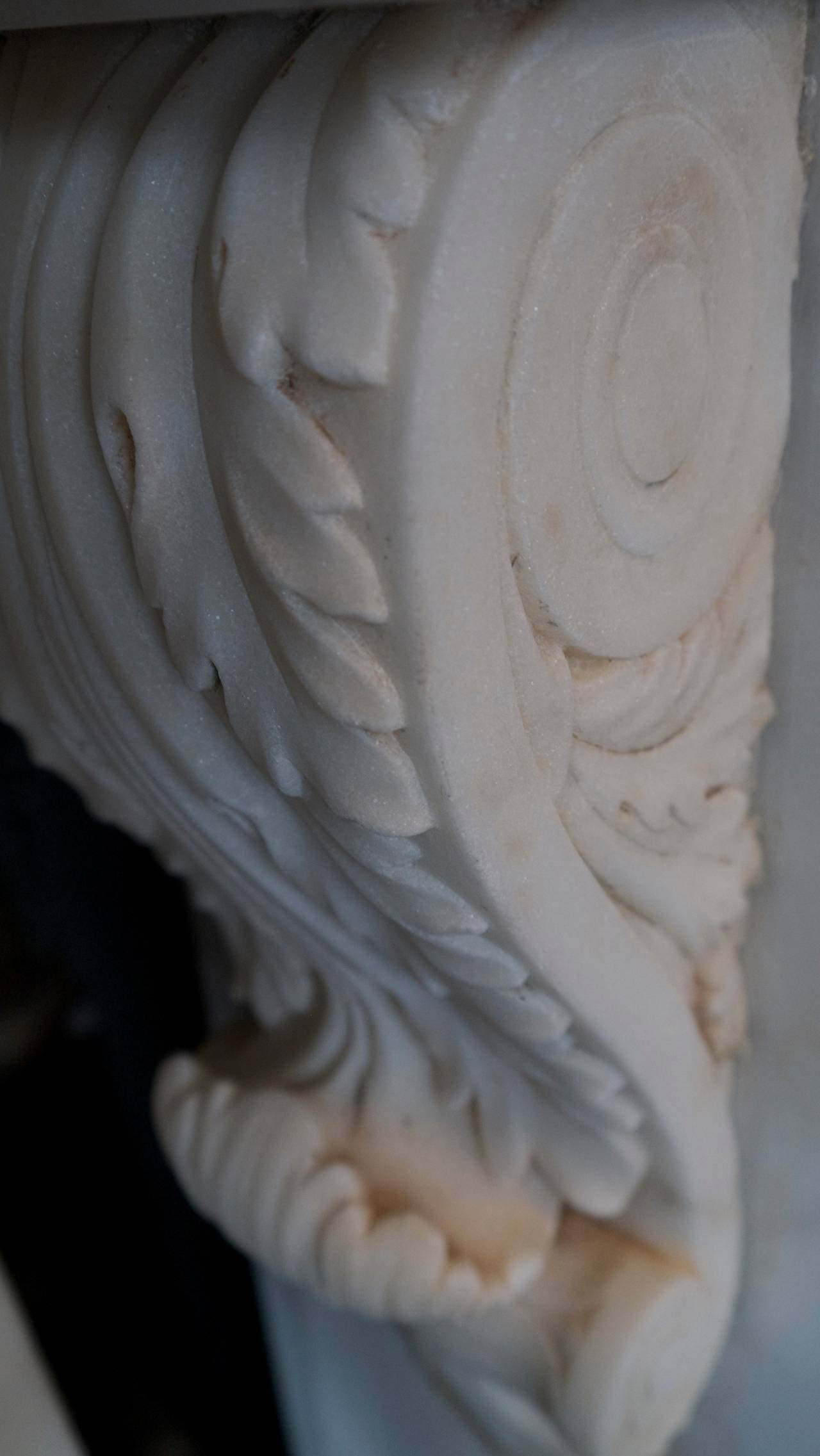 Pair of Statuary White Carved Victorian Marble Corbels 2