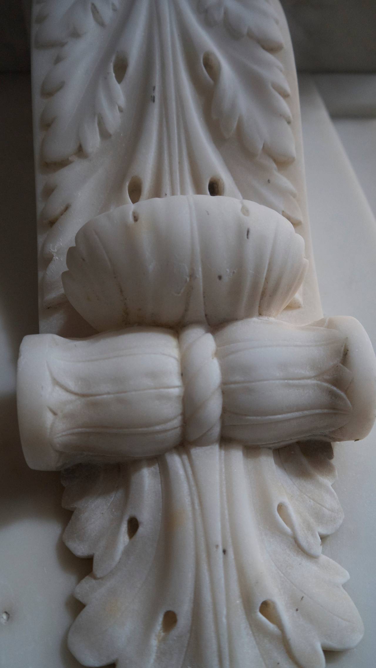 Pair of Statuary White Carved Victorian Marble Corbels 1