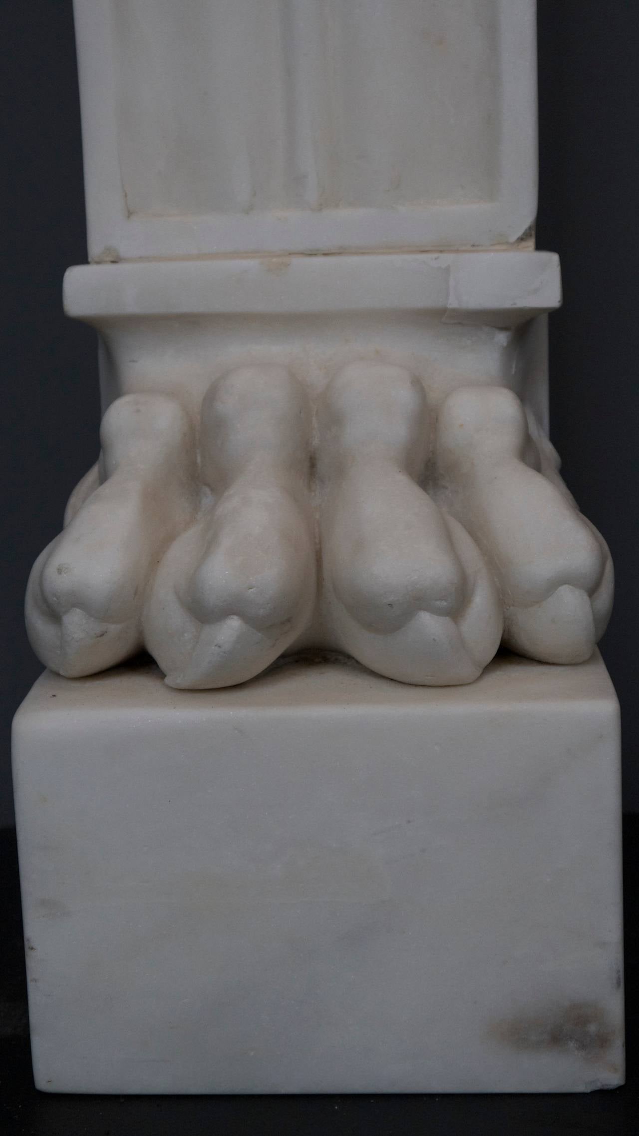 Original Statuary White Belgian Lion Paw Marble Fireplace Surround 1