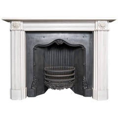 Georgian Style Aged Statuary White Marble Fireplace Surround