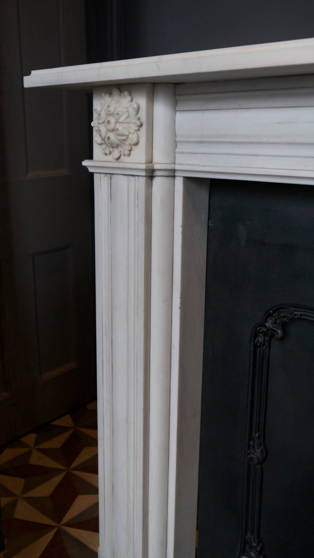 georgian white marble fireplace