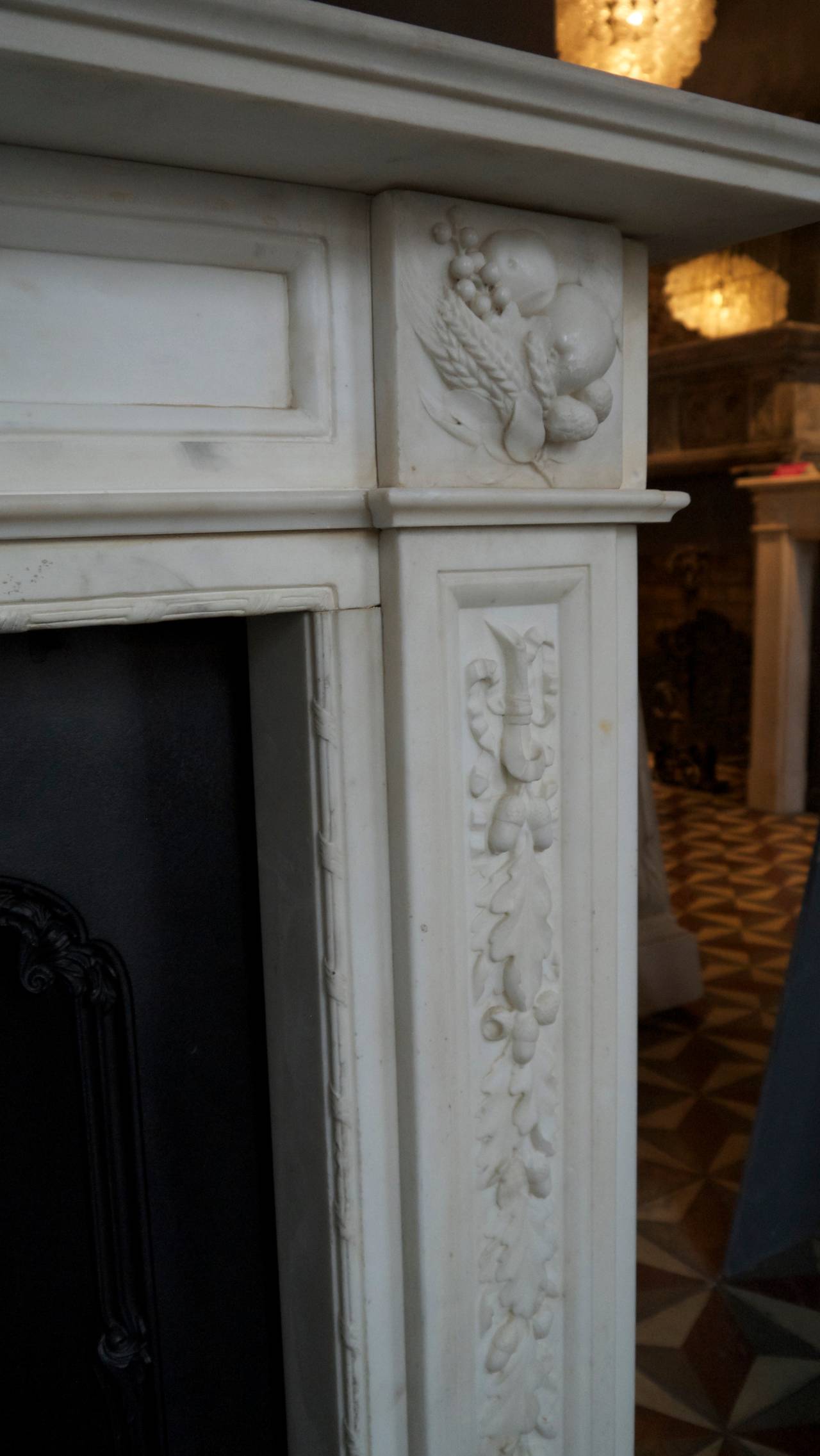 Original Statuary White Georgian Marble Fireplace Surround 2